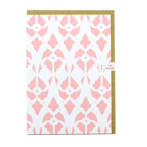 greeting card with brown paper envelope features a pink window print