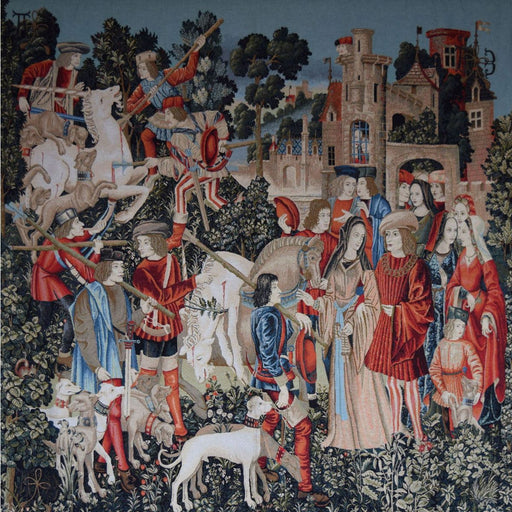 The unicorn taken to the castle tapestry