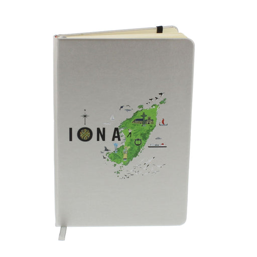 Iona map notebook with iona map illustration on the front cover