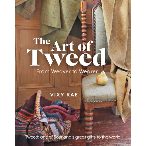 The Art of Tweed book cover showing tweed covered chair and tweed throws in basket
