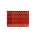 red and cream rectangular table placemat with small stylized tulip repeat pattern