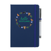 Navy notebook featuring a circular design of Scottish animals and emblems. 