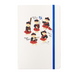 Soft White note pad with blue closure strap features 5 teddy bears dressed in Highland dress. 