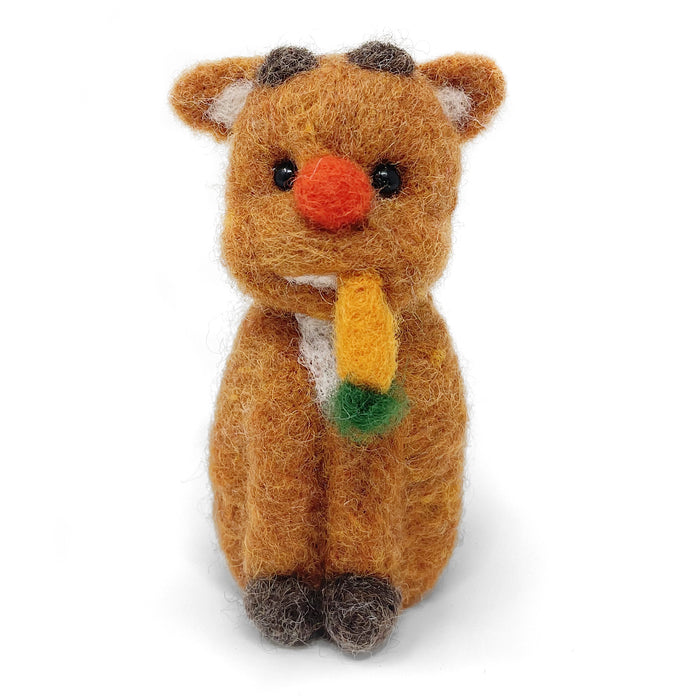 Baby Rudolph Felt made up against a white background