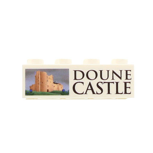 Brick with Doune Castle illustration and text on a white background - Image