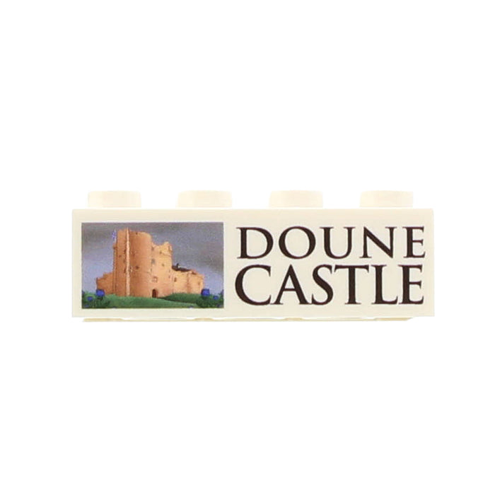 Brick with Doune Castle illustration and text on a white background - Image