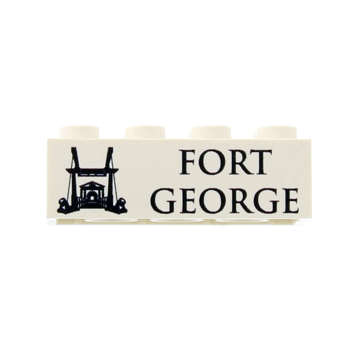 Brick with 'Fort George' text and black silhouette on a white background - Image