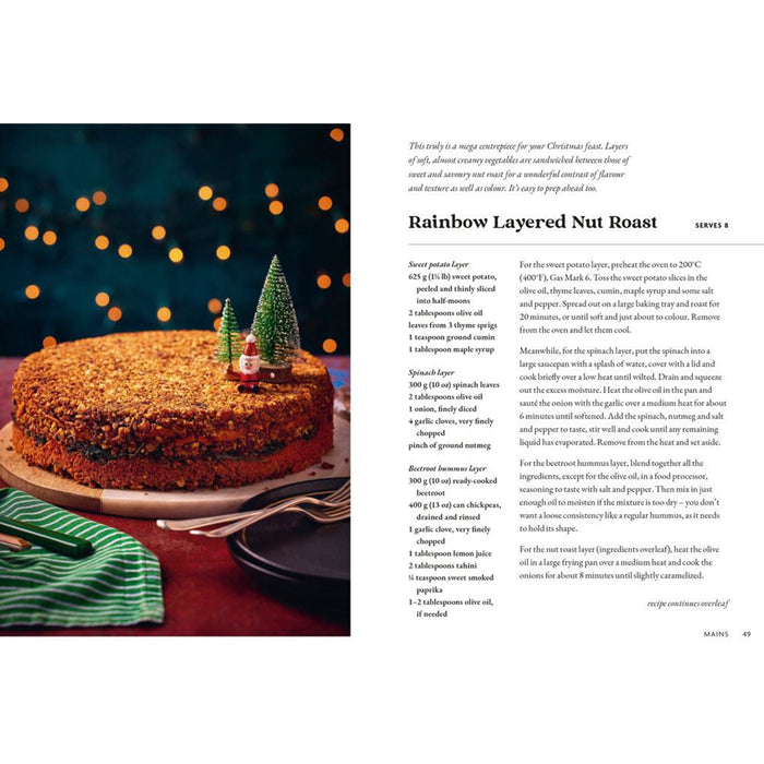 Page from A Very Vegan Christmas with the recipe for Rainbow Layered Nut Roast