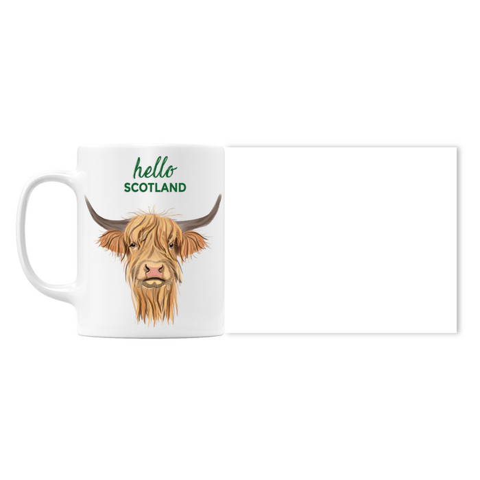 Hello Scotland Highland Cow Personalised Mug