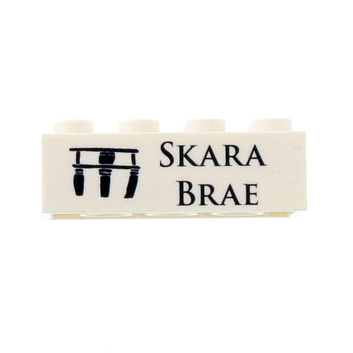Beige brick with 'Skara Brae' text and black icon on a white background - Image