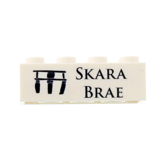 Beige brick with 'Skara Brae' text and black icon on a white background - Image