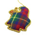 The back of the Santa decoration in plain tartan fabric. 