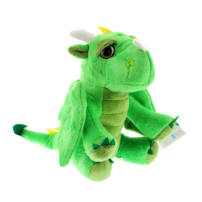 Plush Green Dragon Soft Toy featuring big sparkly eyes, wings and a long tail