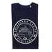 Navy T-shirt with a white circular design featuring Edinburgh Castle