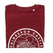 Dark Red T-shirt featuring a white circular design of Edinburgh Castle 