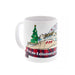 White Ceramic Mug featuring Edinburgh Castle surrounded by a big wheel and Christmas tree. Underneath is a red tartan banner with white text that reads 'From Edinburgh Castle'. 