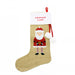 Classic shaped Christmas Stocking made from Jute and cotton. The Sock features a depiction of Santa on the front, a fold over flap in white with red text that reads 'Edinburgh Castle' and two white pompoms. 