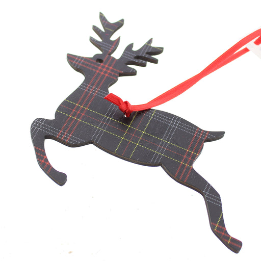 Stag shaped Tree decoration with the EC Tartan printed all over