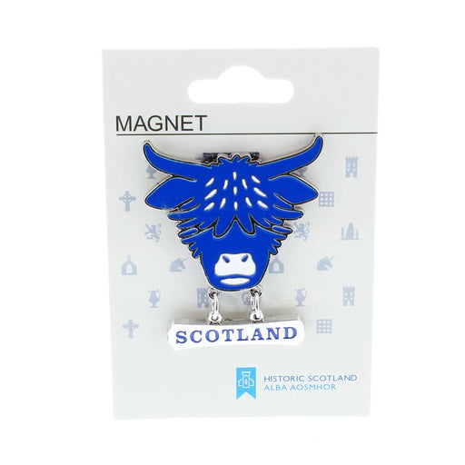 Fridge magnet featuring a Blue Highland Cow Head. 