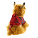 Back view of a fluffy Highland Cow Carry bag wearing a red tartan coat. 