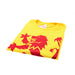 Yellow t-shirt featuring a print of a red Lion Rampant is folded against a white background. 