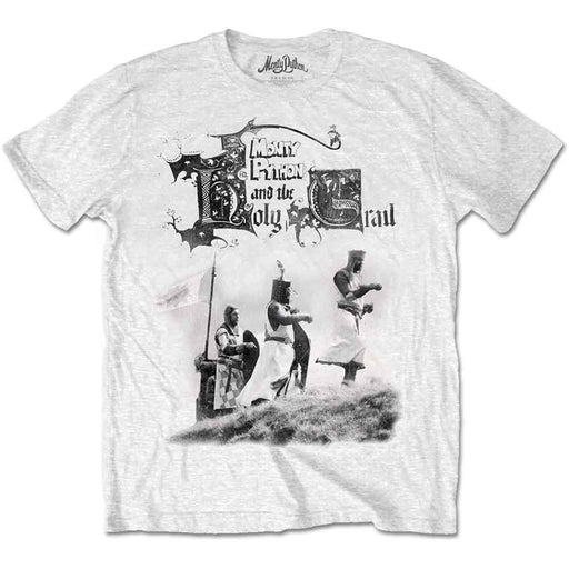 Grey marl t-shirt with Monty Python sketch of the Knight riders.  - Image