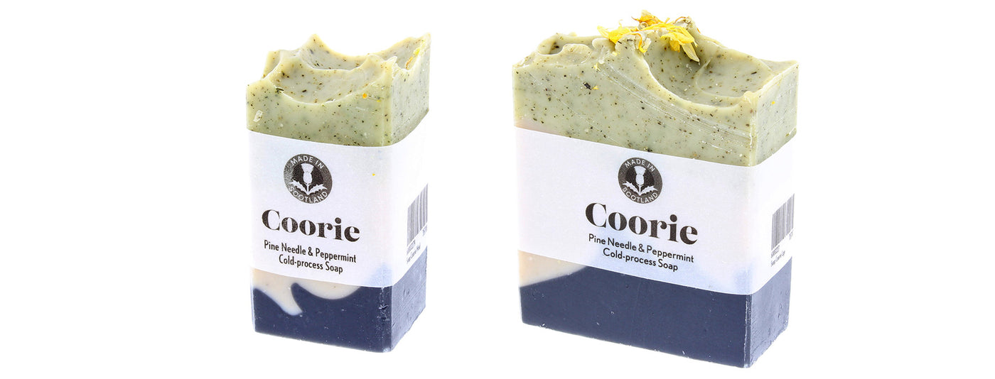 A small and large version of the Och Vegan Coorie Soap Bar.