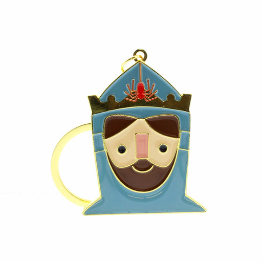 Enamel Keyring with gold hardware features a bold and fun depiction of the head of Robert the Bruce. 