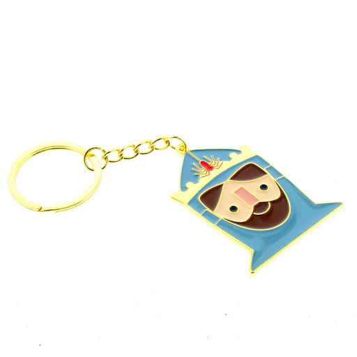 Enamel Keyring with gold hardware features a bold and fun depiction of the head of Robert the Bruce laying flat. 