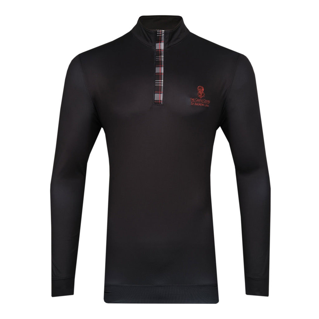 St Andrews Castle Course Black Tartan 1/4 Zip Sweater — Historic