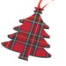 Tree shaped tree decoration in a red Stewart tartan. 