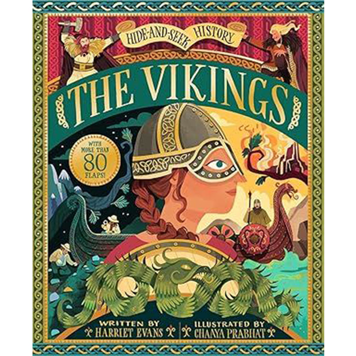 Book cover featuring colourful artwork of Vikings - Image