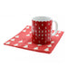 Red Tulip print folded tea towel with matching mug. 