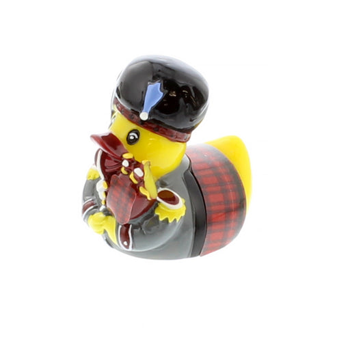Small Highland dressed rubber duck containing lip balm 