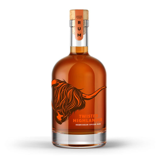Bottle of Twister Highlanders Hebridean Spiced Rum on a white background - Image