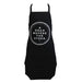 black cotton kitchen apron with words a dram before the storm surround with Scottish place names including speyside and lowlands
