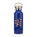 Navy water bottle featuring 5 dancing teddy bears in Highland Dress. 