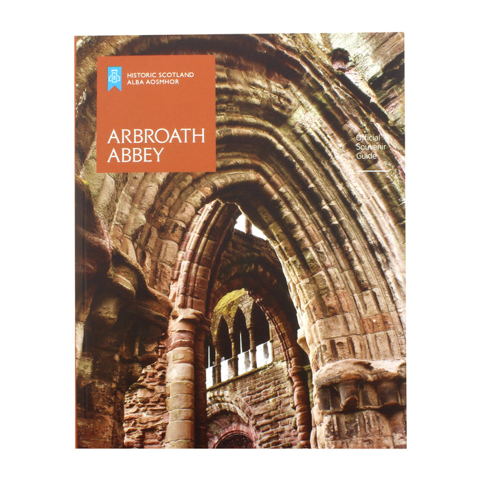 Arbroath Abbey guidebook, front cover features the stone work of the abbey