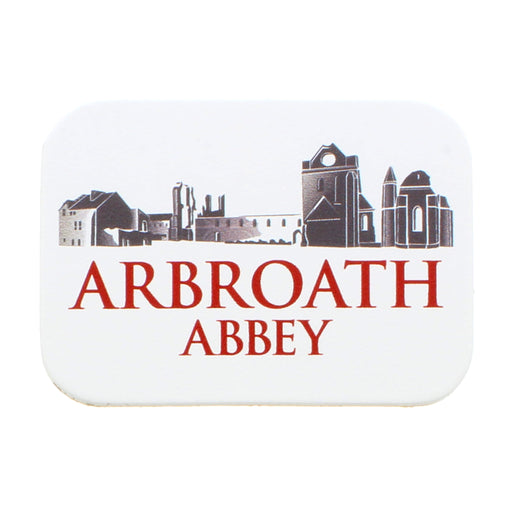 rectangular leather magnet featuring arbroath abbey logo 