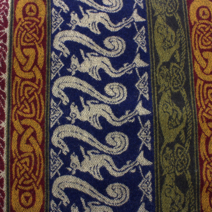 close up of the detail on the woodland design Celtic scarf 