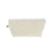 soft rectangular cosmetic bag in a light yellow lace pattern