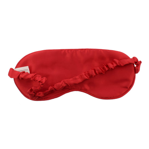 The back of the red velvet eye mask with a comfortable satin finish