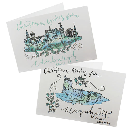 edinburgh castle christmas cards & urquhart castle christmas card bundle
