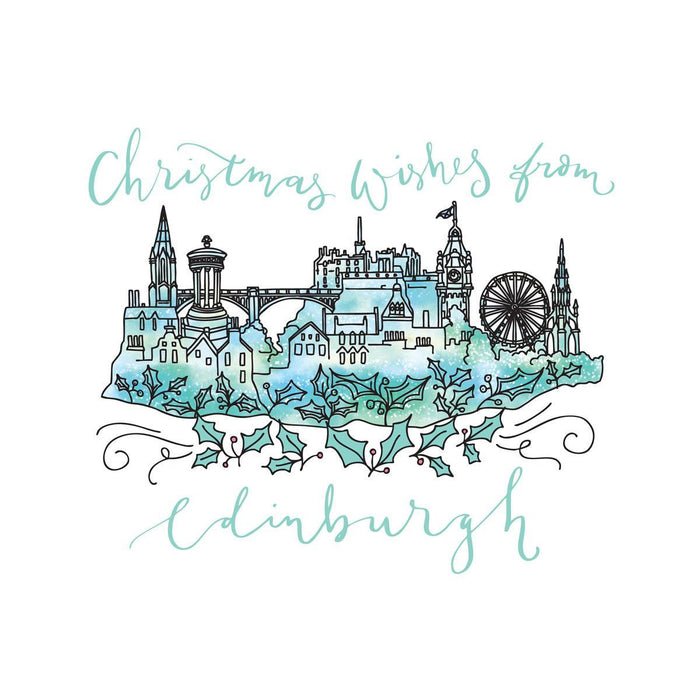edinburgh castle christmas card detail of front illustration