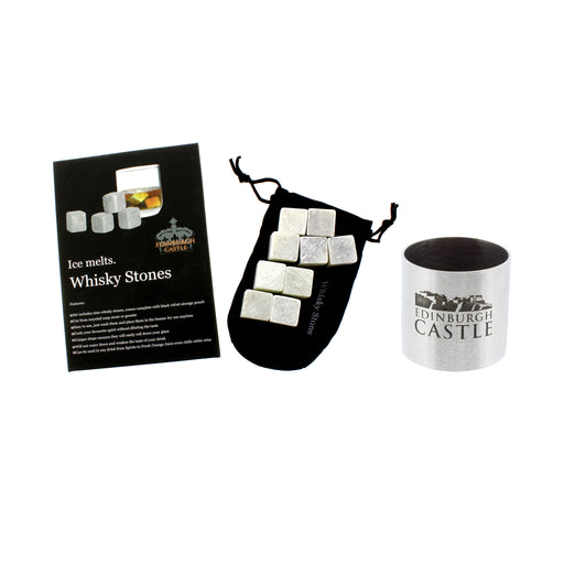 Edinburgh Castle a wee dram bundle with whisky stones and dram measure cup