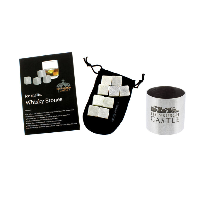 Edinburgh Castle a wee dram bundle with whisky stones and dram measure cup