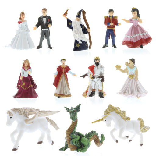 enchanted figurine play set including 12 characters such as a dragon, unicorns and figures