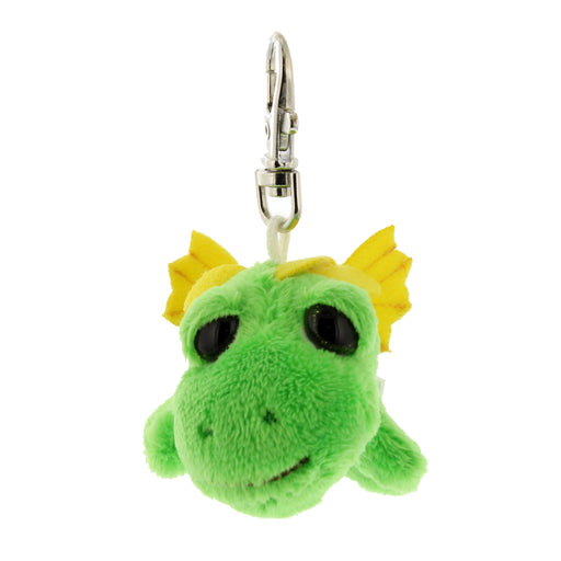 small green plush dragon on a keychain.