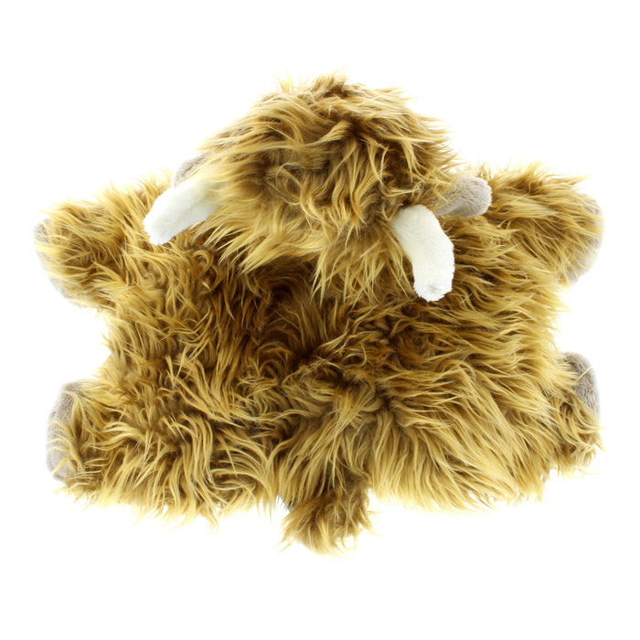 top view of highland cow pillow
