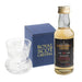 mini whisky bottle and crystal shot glass